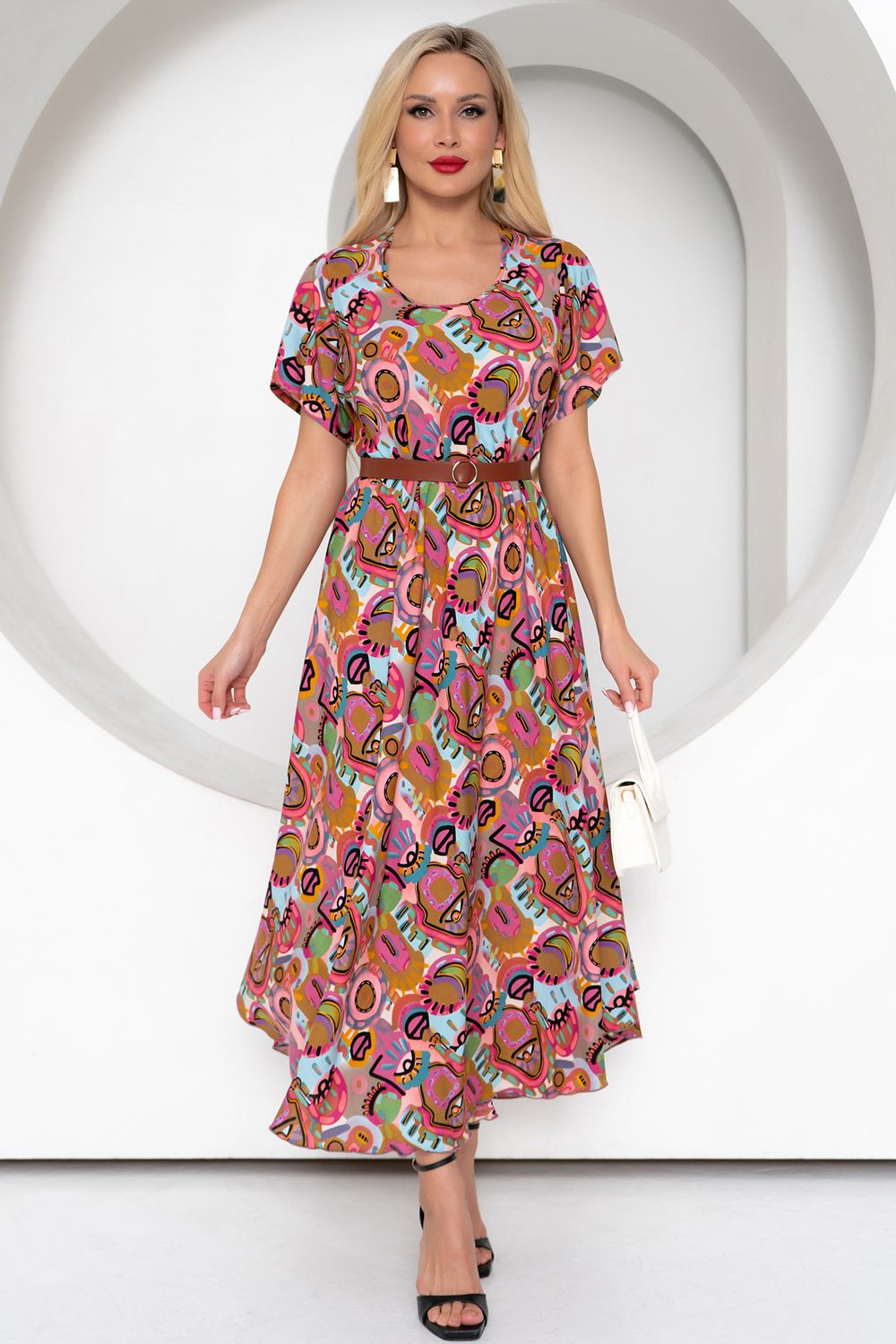 Платье Рада (розовый/принт) Р11-1166/2 Nikol (Акция)