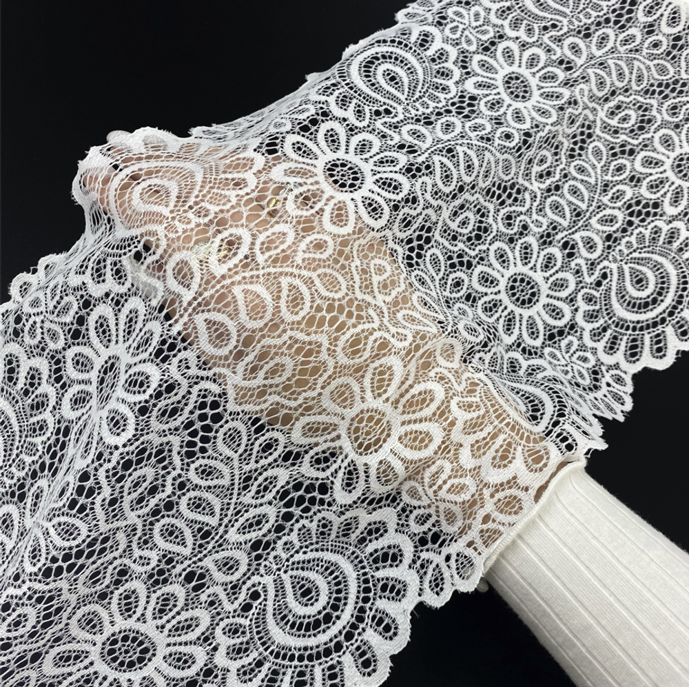 Кружево эластичное белое 20 см
