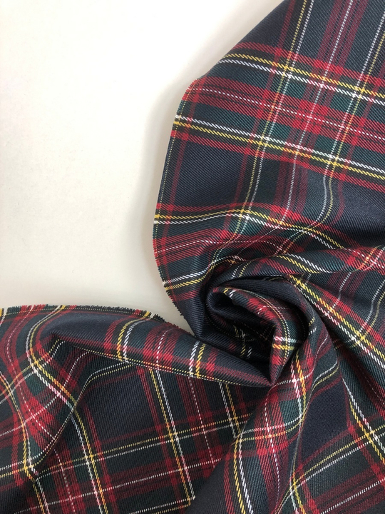 Костюмная принт клетка, синий темн/красн RH#8C01