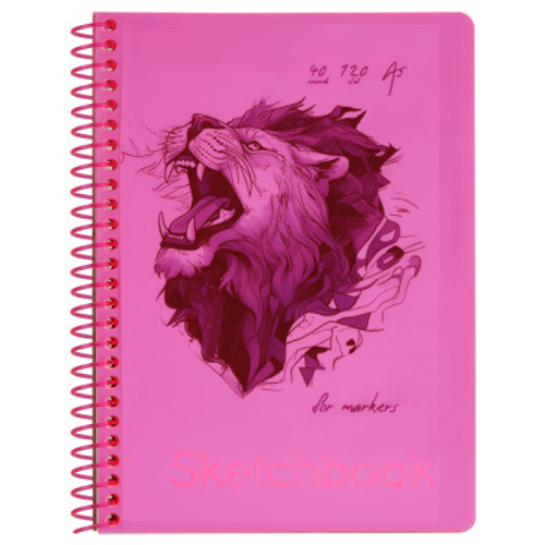 Скетчбук 40л., А5 на гребне BG "Neon. Pink", маркерная бумага 120г/м2