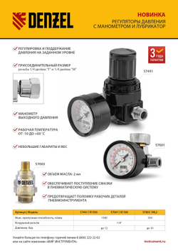 Лубрикатор ML2, 10 бар, 1/4" Denzel