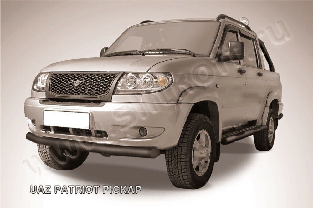 Защита переднего бампера UAZ Pickup (2008-2014) d76 серебристая