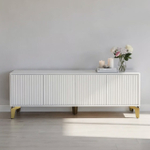 Тумба под телевизор на ножках ROYAL 5047 эко (Белый-Золото)