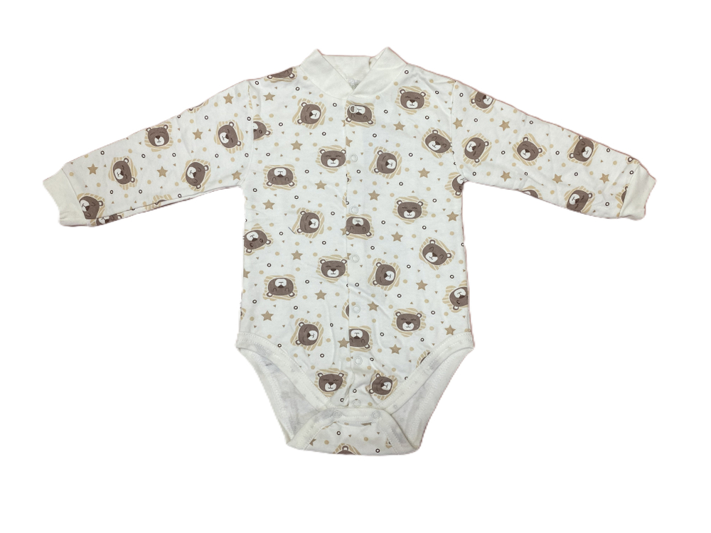 Боди с длинным рукавом на кнопках из футера (100% хлопок с начесом) на рост 80 см