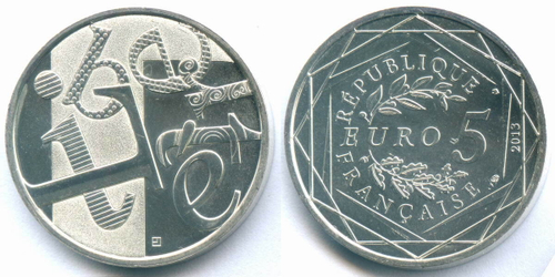 Набор 5 евро 2013 год 3 шт. Франция. Свобода. Равенство. Братство. Серебро AUNC