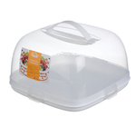 Тортница квадратная с защелками, с ручкой для переноски, двойное дно М1121