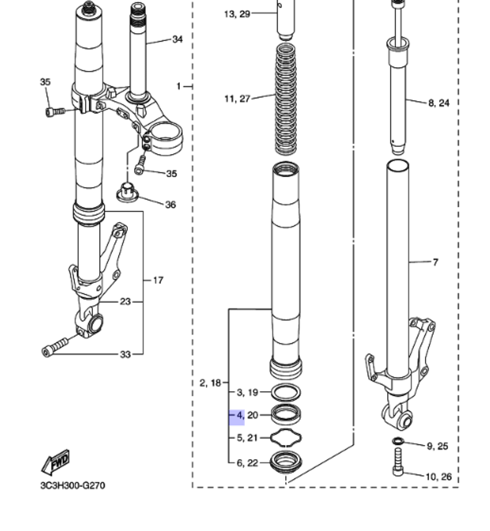 Сальник вилки Yamaha 4PU231450100