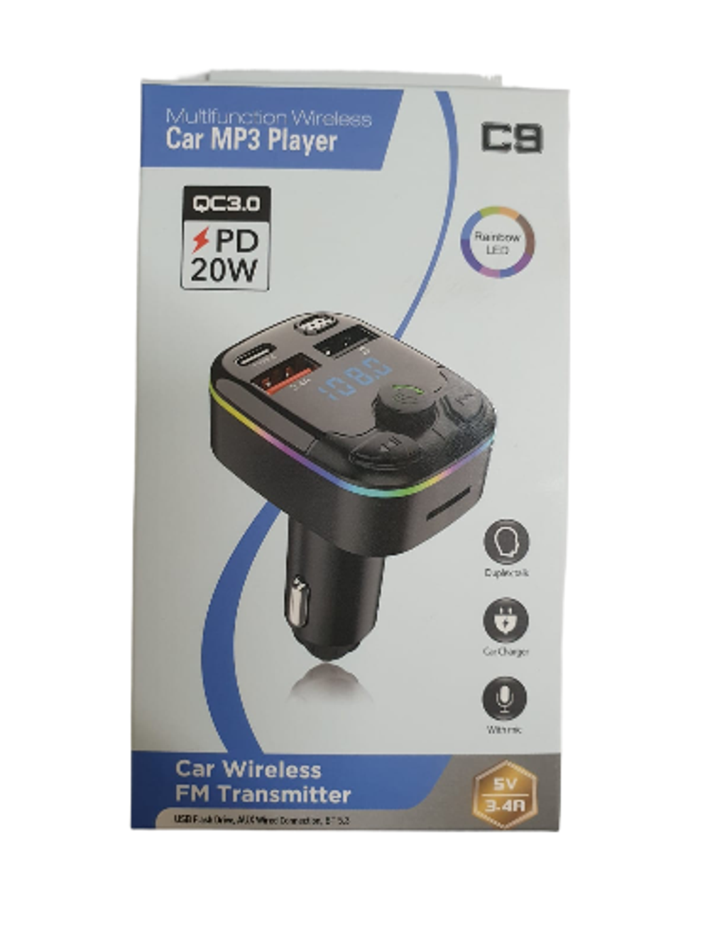 Автомобильный FM-трансмиттер ENERGY POWER C9 PD Bluetooth (черный) LED