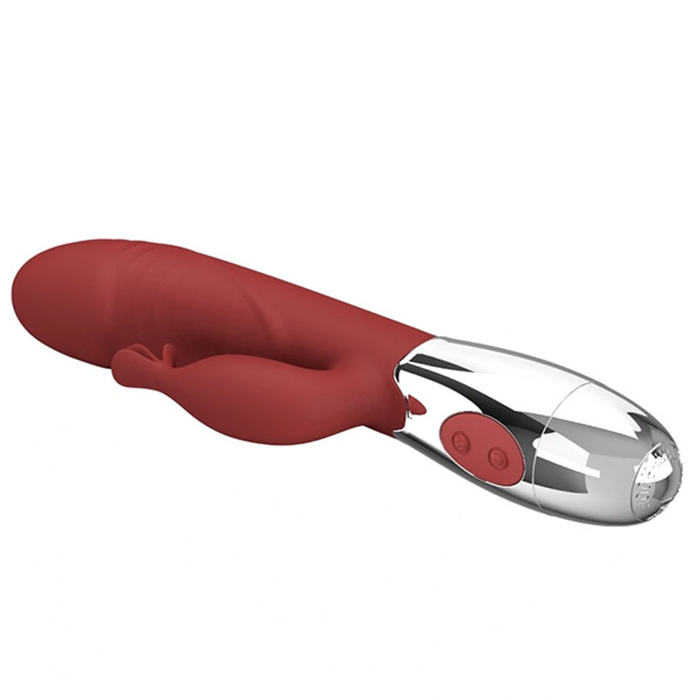 Красный вибратор-кролик 19,8см со стимулятором клитора Pretty Love Rasmussen Bunny Vibrator Red BW-500072DC