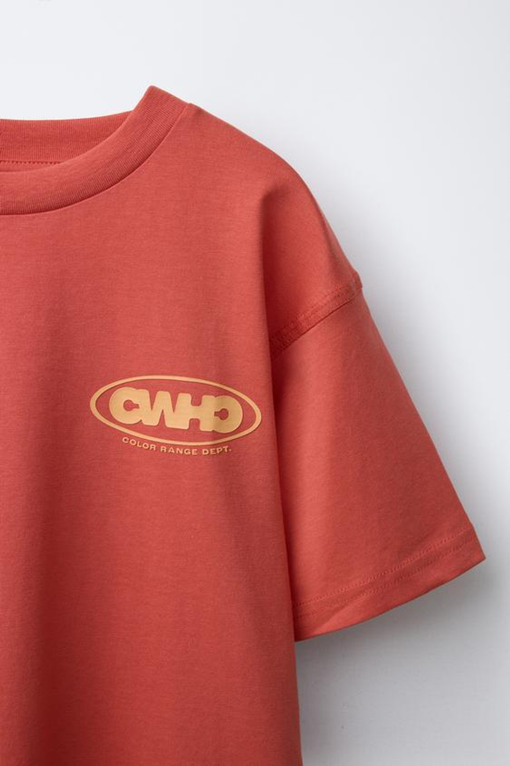 ZARA ФУТБОЛКА С ПРИНТОМ «ЛОГОТИП», КОРАЛЛОВЫЙ