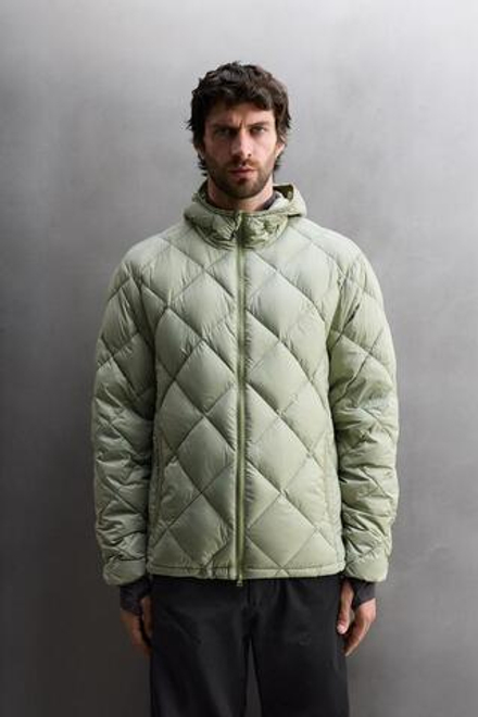 ZARA СТЕГАНАЯ КУРТКА, СВЕТЛО-ЗЕЛЕНЫЙ