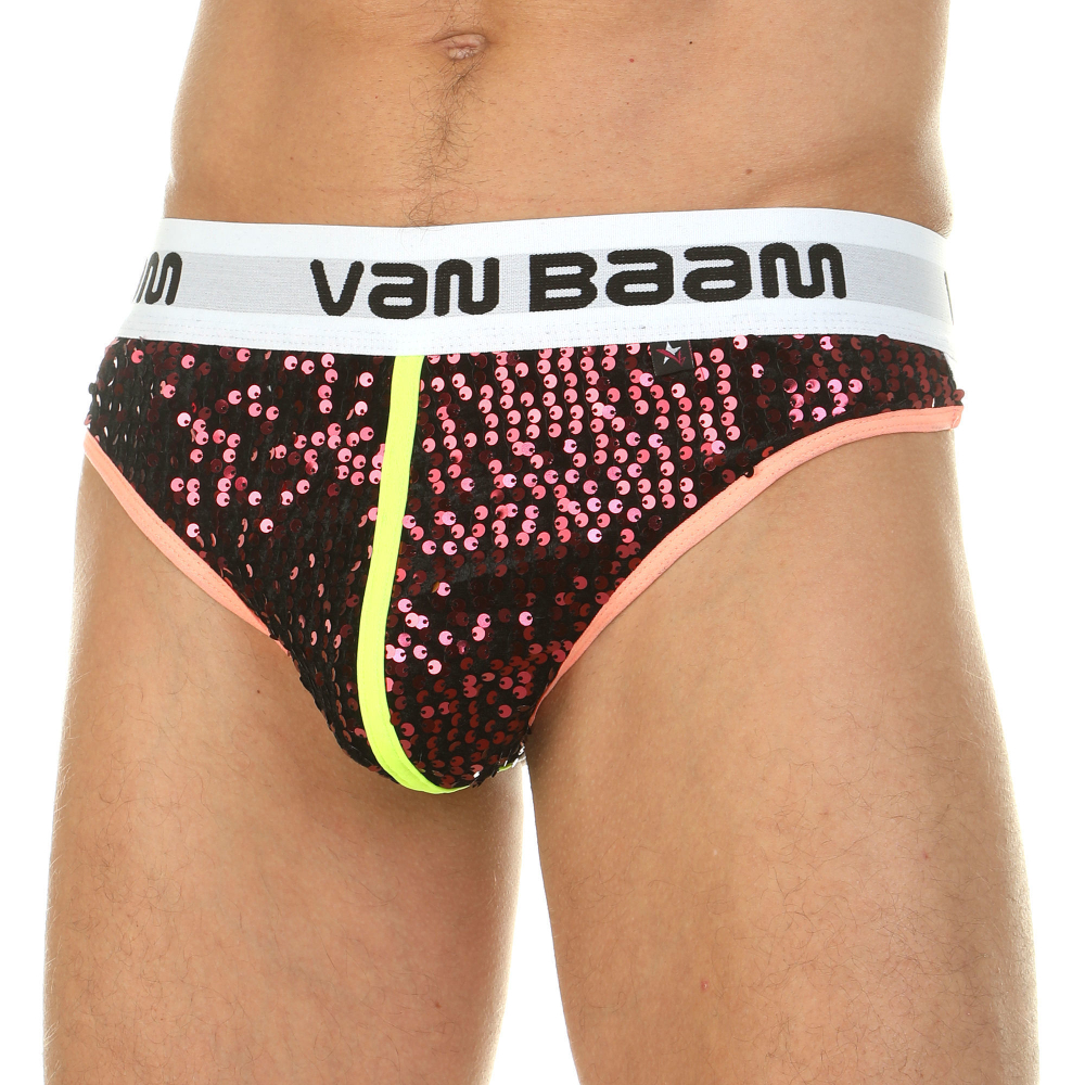 Мужские трусы тонги с красными пайетками Van Baam VB0406
