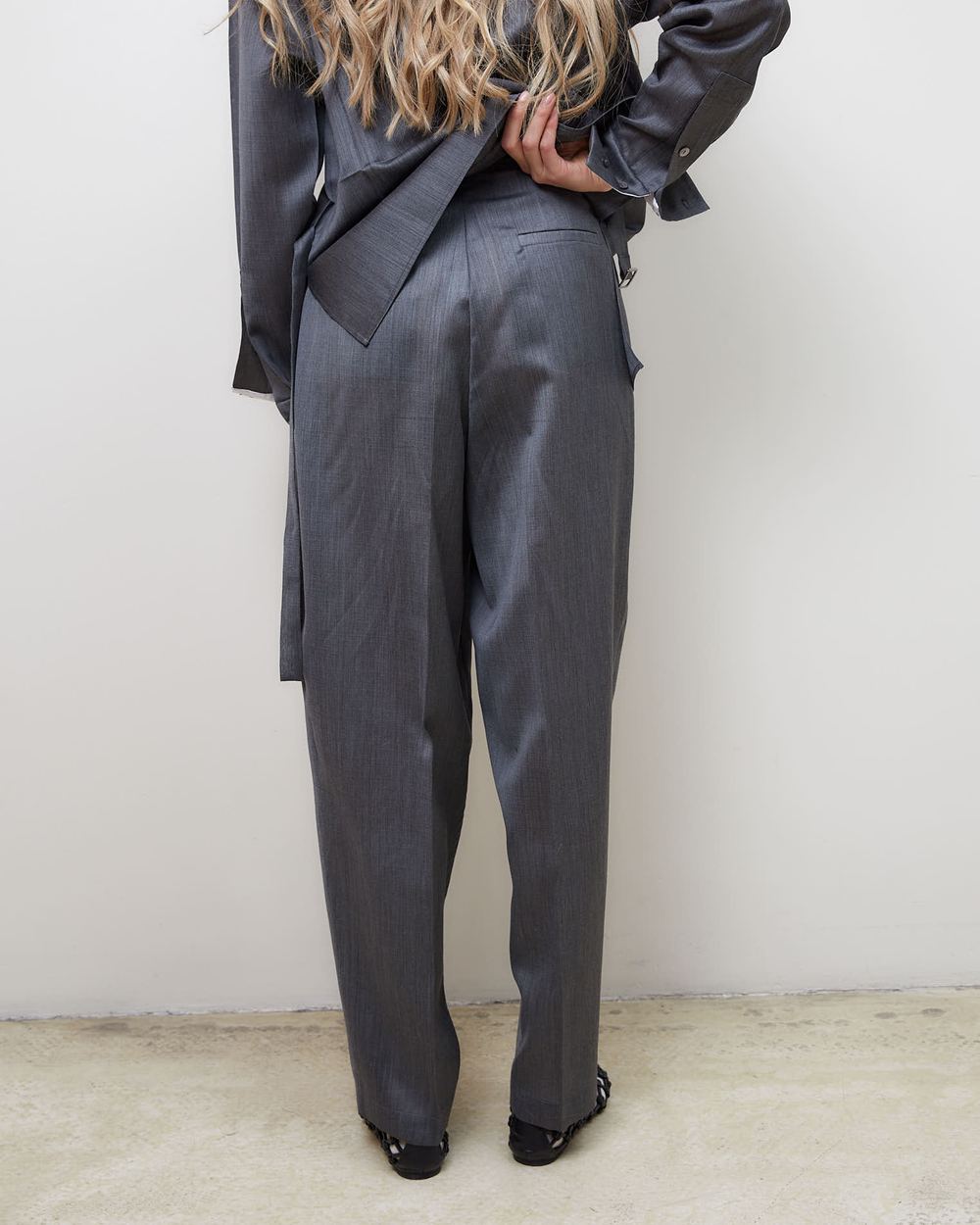 Брюки из шерсти и шелка Диор серый