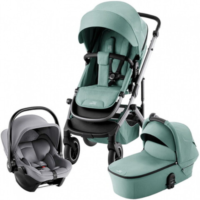 Детская коляска 3 в 1 Britax Roemer Smile 5Z + автокресло BABY-SAFE CORE Frost Grey Jade Green /  Frost Grey