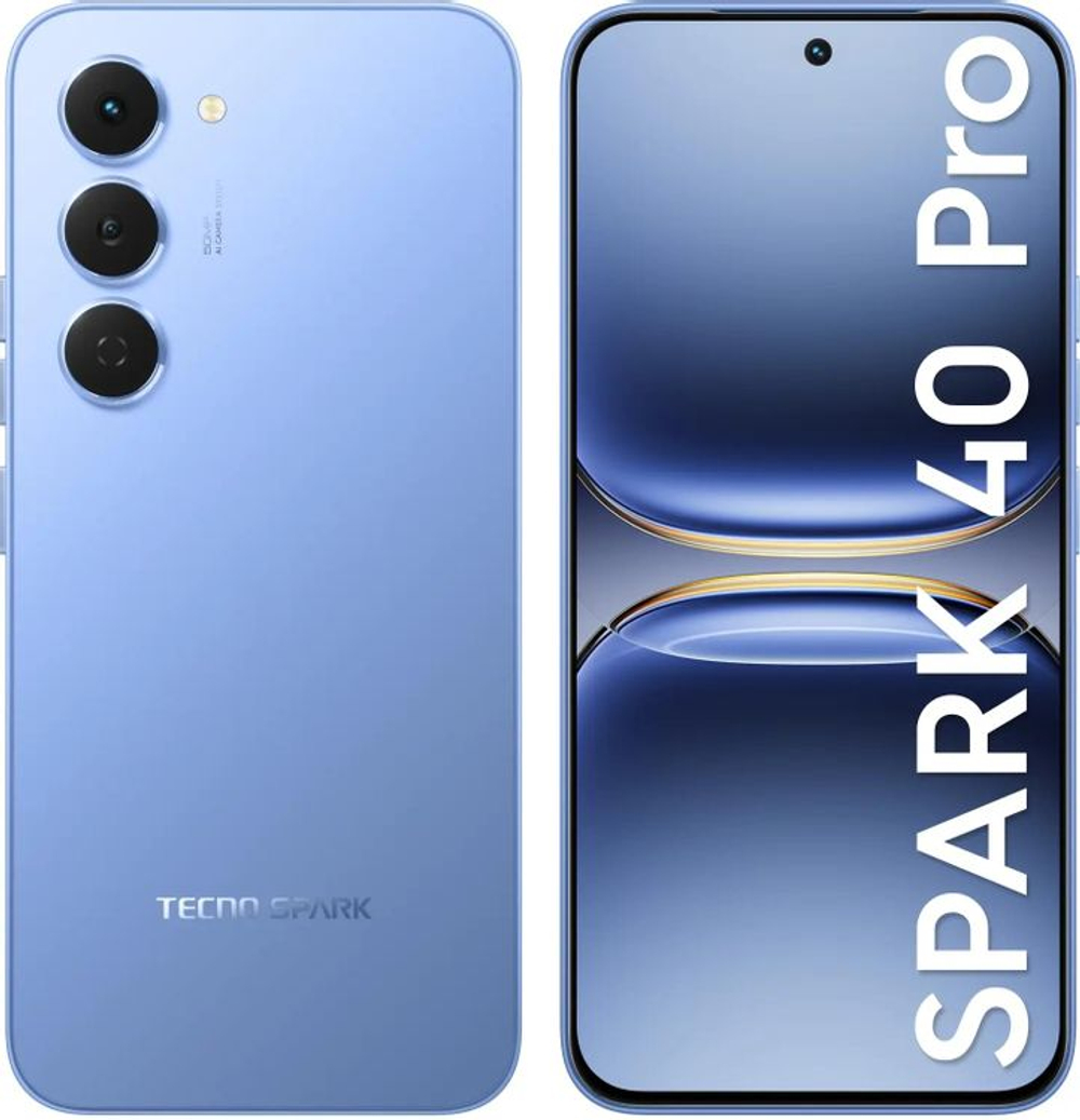6.78" Смартфон TECNO Spark 40 Pro 8/256Gb,  NFC,  AMOLED,  144Гц,  5200мAч,  синий