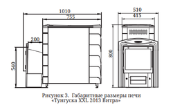 Печь TMF Тунгуска XXL 2013 Inox Витра антрацит габариты