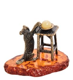 Народные промыслы AM-3146 Фигурка «Кот Проказник» (латунь, янтарь)
