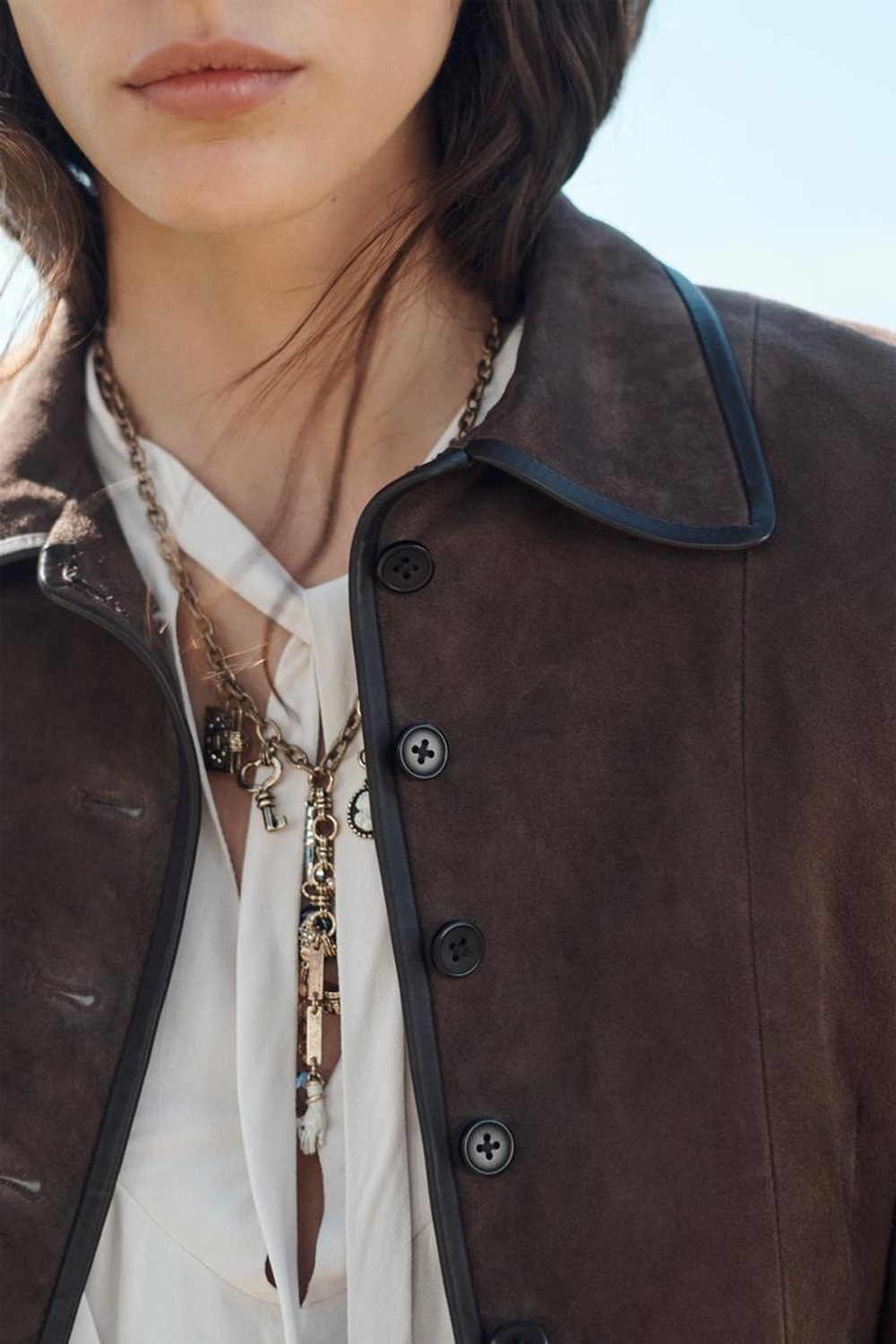 ZARA БЛЕЙЗЕР ИЗ ЗАМШИ, ШОКОЛАДНЫЙ