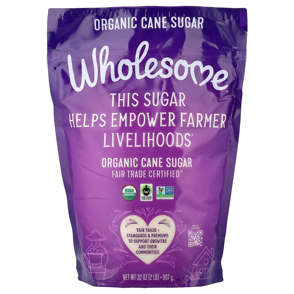Wholesome Sweeteners, Органический тростниковый сахар, 907 г (2 фунта)