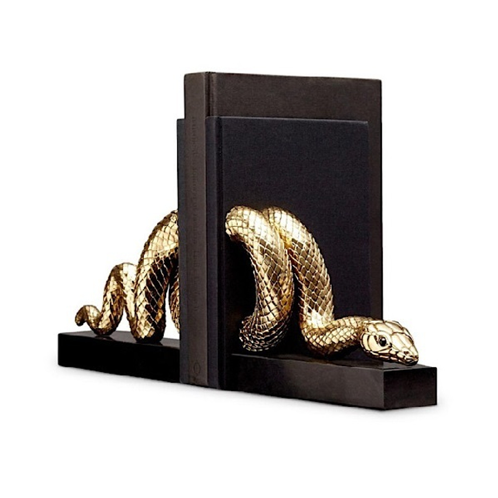 Держатели для книг Змея, мрамор, позолота L'objet