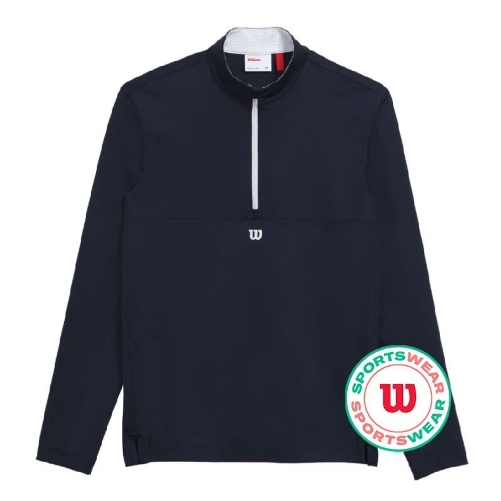 Мужская теннисная футболка теннисная Wilson Elevate Performance 1/2 Zip - небесный