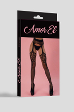 Фантазийные чулки с поясом (Размер: S-M-L) (Цвет: черный)