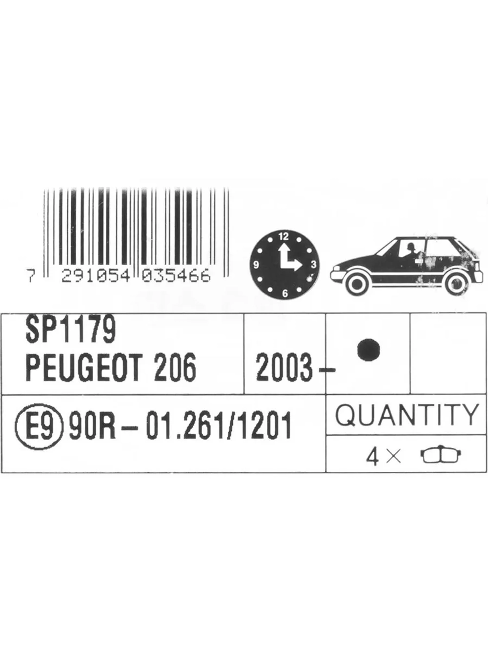 Колодки тормозные PEUGEOT 206 (01-) передние (без АБС) (4шт.) SANGSIN