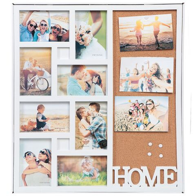Фоторамка-коллаж на 8 фото, 48х54 см, бел, с доской для открыток, JC-11873