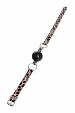 Черный кляп-шар на леопардовых ремешках Anonymo (Цвет: черный с леопардовым)