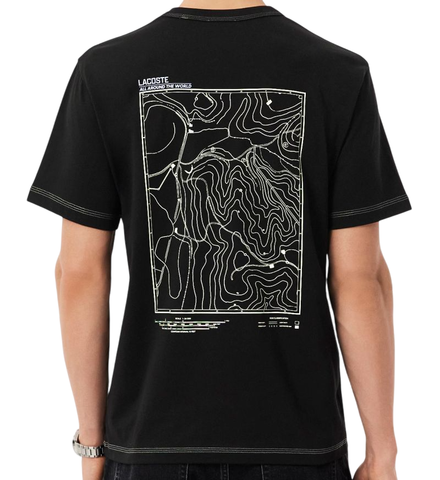 Мужская теннисная футболка Lacoste Multi Print Jersey - black