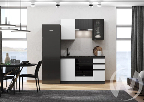 Кухня Техно-6 1;5м (графит/белый снег софт; графит софт/кастилло темный)