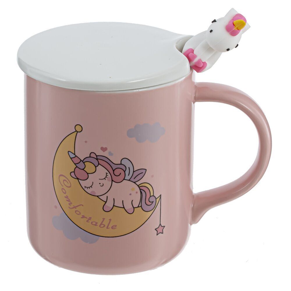 GAEM Кружка с крышкой и ложкой, 350 мл, L11,5 W8 H9,5 см, 4в.