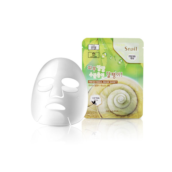 3W Clinic Fresh Snail Mucus Mask Sheet Тканевая маска для лица с экстрактом улиточного муцинаОмолаживающая , увлажняющая 23 мл