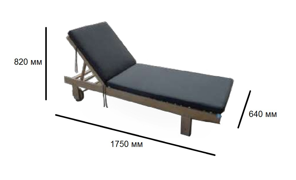 Шезлонг-лежак деревянный с матрасом Tagliamento National, натуральный