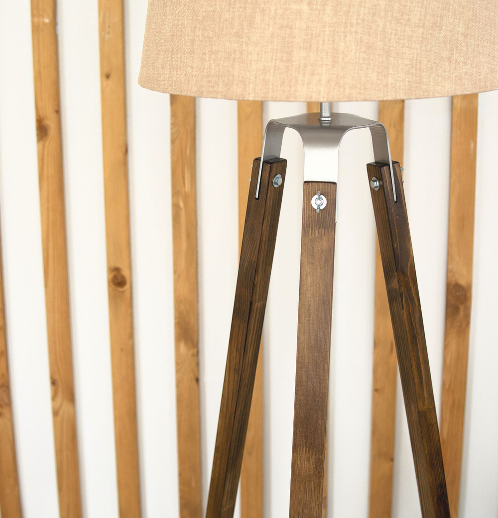 Торшер напольный коричневый с горчичным абажуром в стиле лофт, светильник напольный классический, Фьорд, E27, 60 Вт