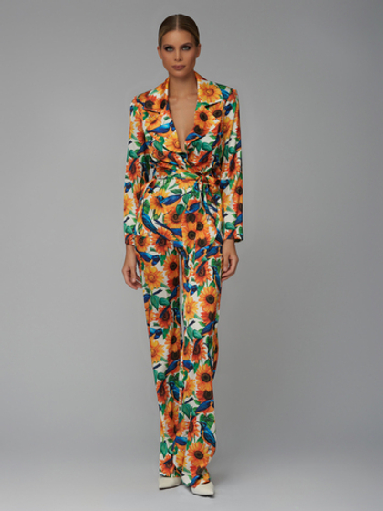 Пижамный костюм с птичками и подсолнухами