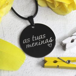 Чёрный кулон подвеска As tuas meninas с гравировкой на заказ