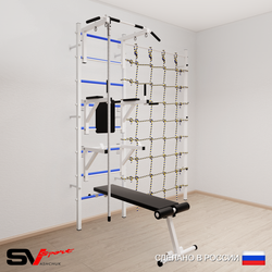 Шведская стенка Sv Sport усиленная 6900 (Турник стандарт/Брусья/Стойка/Скамья/Канат/Канатный лаз)