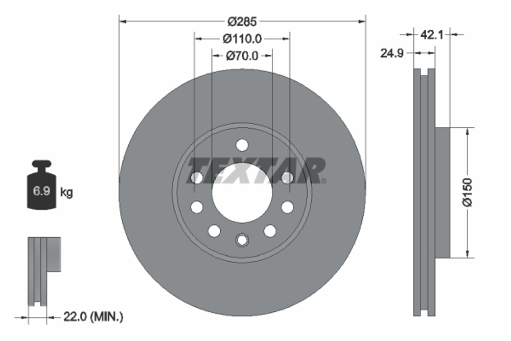 TEXTAR - 92118705-TET - Brake Disc