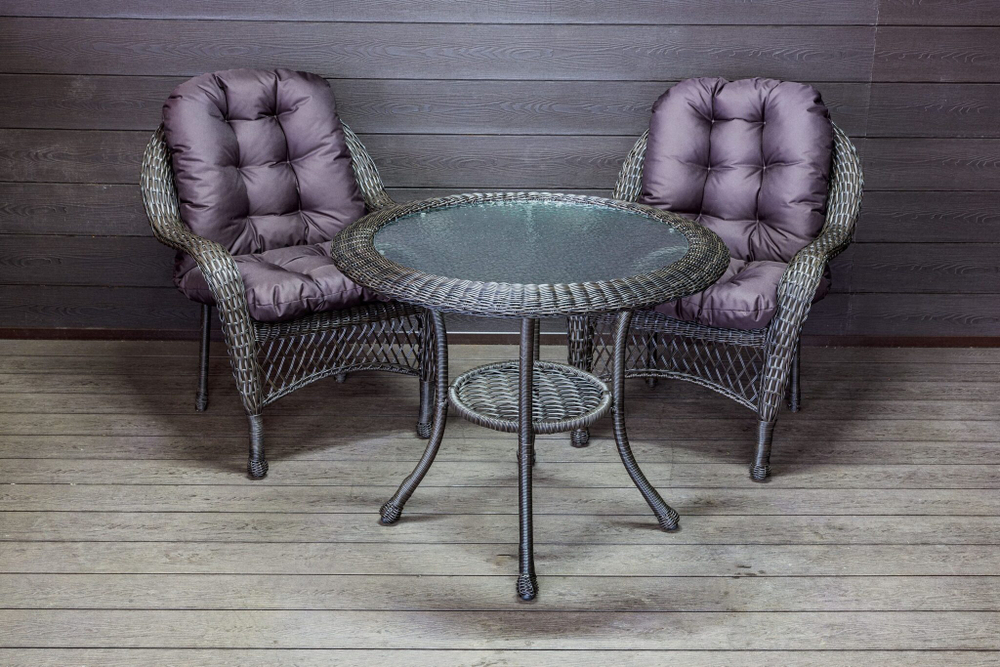 Садовый комплект из искусственного ротанга Мэдисон НЬЮ (Medison NEW) стол круглый D90 + 2 кресла с подушками на сиденье и спинку