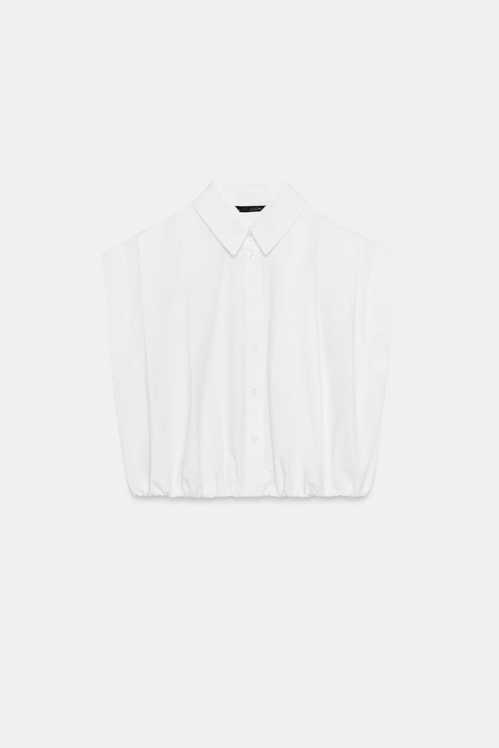 ZARA КОРОТКАЯ РУБАШКА-БАЛЛОН, БЕЛЫЙ