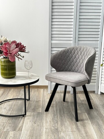 Стул М-City DISAUR Скат (Skat) поворотный на поворотный на 360 градусов, B22 Серый, Велюр, Черный каркас