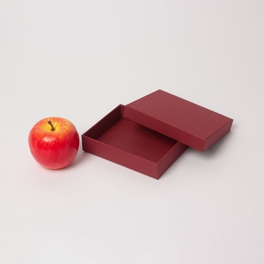 Коробка крышка-дно 14x3x11, бордо, дизайнерская бумага