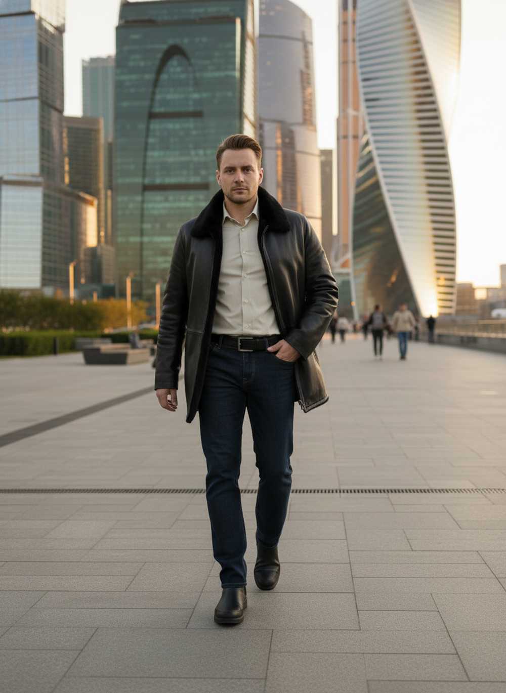 KHIMEONE Мужская кожаная куртка на меху (натуральная кожа/натуральный мех)