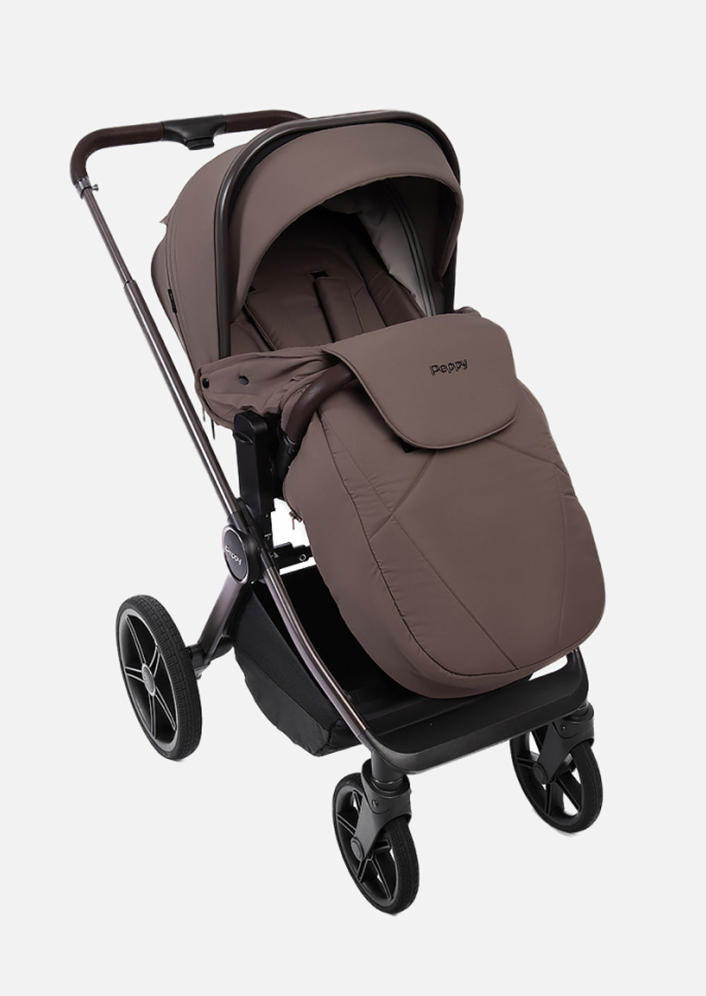 Peppy Коляска детская Monaco thermo 2 в 1 Mocca (кофе), рама серо-коричневая