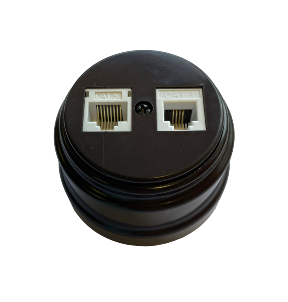 Розетка ретро компьютерная/телефонная, шоколад, Bylectrica TP4-5201