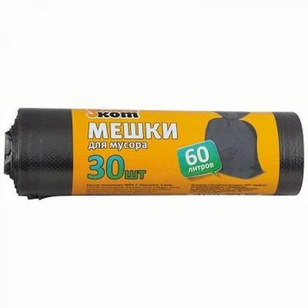 Мешки для мусора 60л*30шт черный Рыжий кот