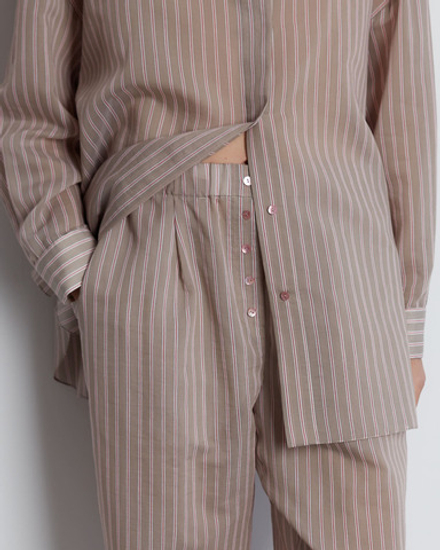 Брюки из хлопка и шелка Брунелло Кучинелли в полоску какао