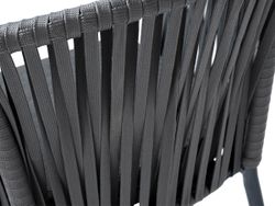 "Бордо" стул барный плетеный из роупа, каркас из стали темно-серый (RAL7024) муар, роуп серый 15мм, ткань темно-серая 027 NEW