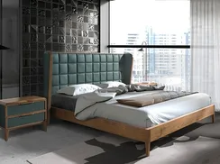 Кровать Angel Cerda 7148, темно-зеленая экокожа